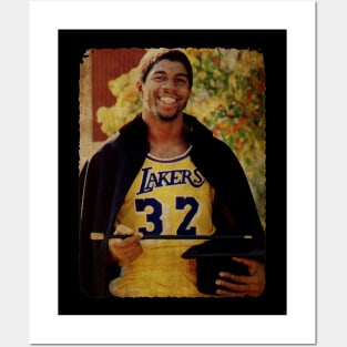 Magic Johnson smiling Vintage Posters and Art